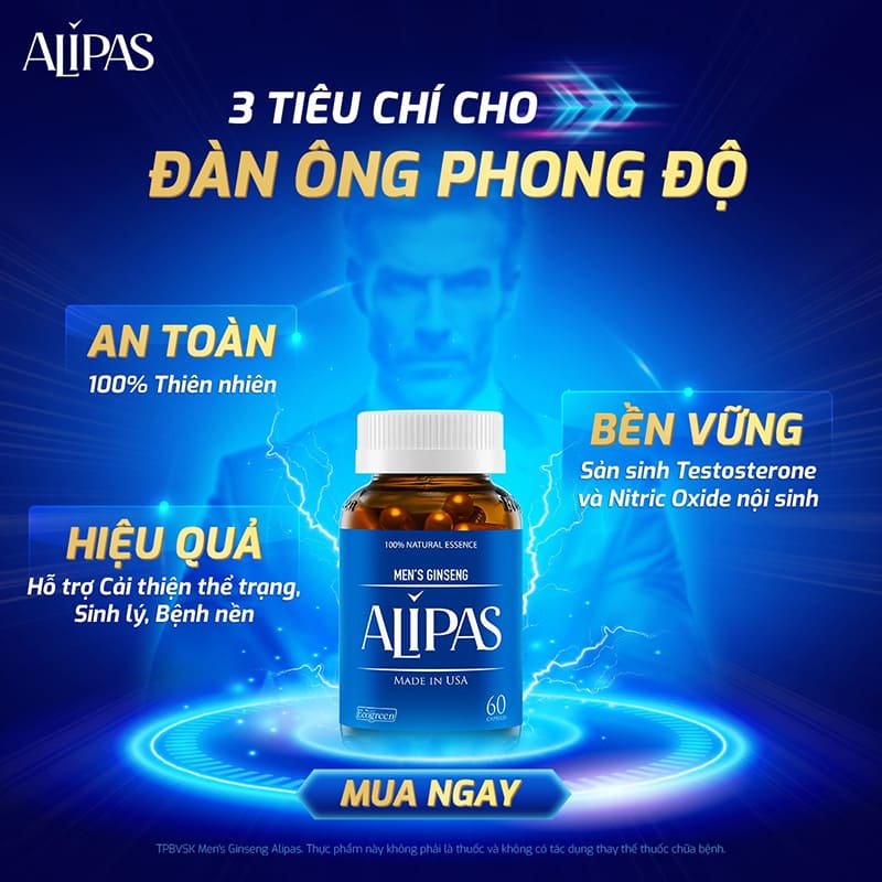 alipas mới hỗ trợ điều hòa nội tiết cải thiện sinh lý, tăng chất lượng tinh trùng
