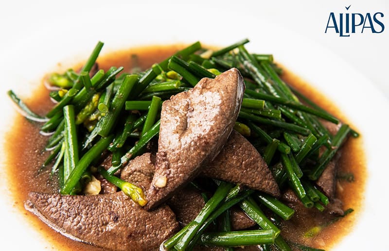 lá hẹ xào gan dê chữa yếu sinh lý